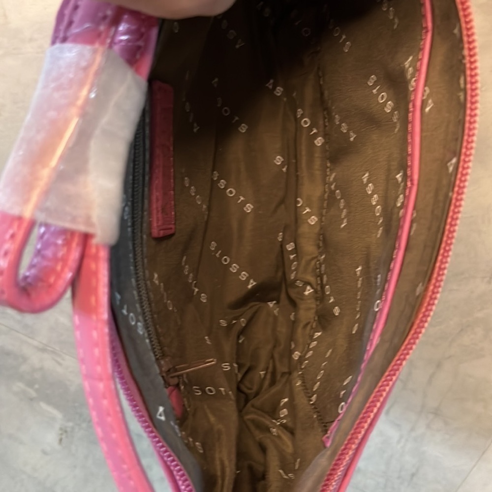 Zara Assots Genuine Leather CrocPatterned NWT shoulder bag Pink/ Gold hardware - Picture 13 of 14